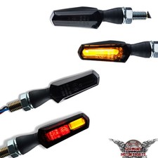 LED Motorrad Blinker Komplett Set Cob für vorn und hinten getönt e-geprüft 12V