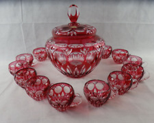 XXL Nachtmann Bamberg Bowle Set 14 teilig Überfang Bleikristall rot 12 Personen