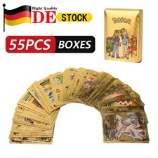 55 Stück Set Deutsch Karte Gold Pokémon Sammelkarten Kartenspiele Karte NEU
