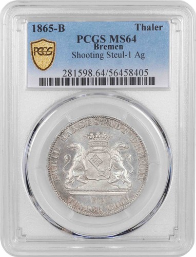 Bremen taler 1865 pcgs - bremen,