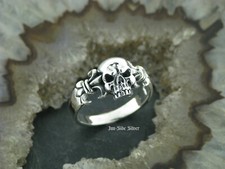 Silberring Gothic TOTENKOPFRING Lilie Fleur-de-Lys Totenkopf Skull Ring 