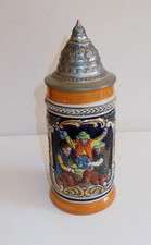 Gerz Bierkrug mit Zinndeckel 95%Zinn "Ein gutes Bier-des Wirtes Zier" Wirtshaus