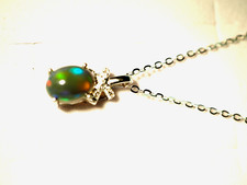 Silber Anhänger + Kette 45 cm. mit Äthiopischen Welo Black Opal