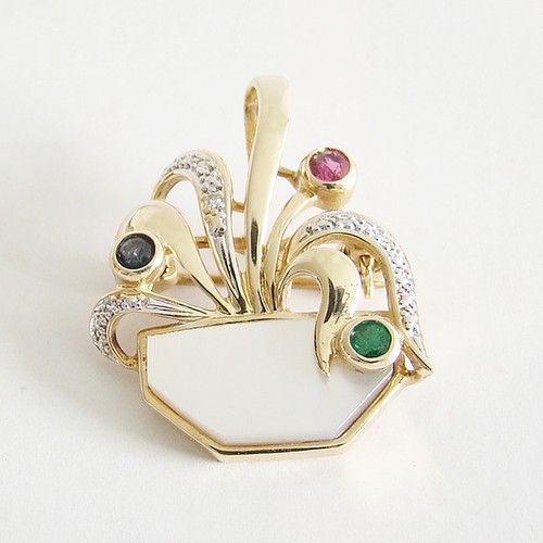 Brosche gold 585er - 585er, diamant