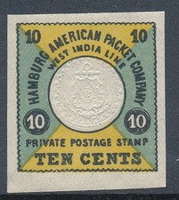 HAPAG-Marke West India Line Hamburg Amerika Linie Seepost geschnitten NACHDRUCK