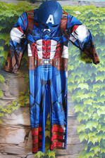 Captain America Kinderkostüm mit Plastikmaske Größe: 6–7 Jahre (ca. 122–128)