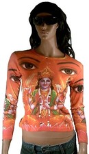 Lord BRAHME VISHNU SHIVA Hindu Famous Deities Dj Tattoo Designer Long T-SHIRT M