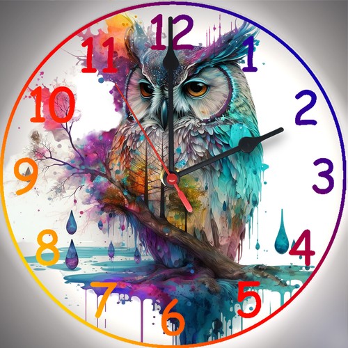 Wanduhr motiv bunte eule - wanduhr,