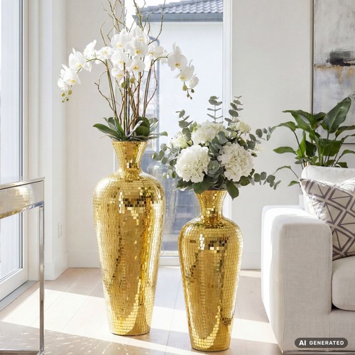 Vase aluminium gold - vase,