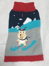 Süßer Hunde pullover Hundeoutfit In rot grau mit rentier motiv 