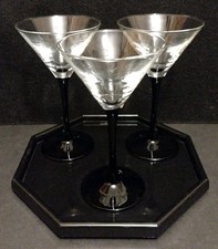 Luminarc Cocktail Martini Gläser +Leonardo Tablett schwarz Domino Signatur Black