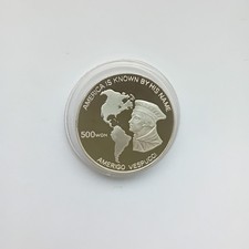 Korea 500 Won 1989 PP 27g .999 Silbermünze Amerigo Vespucci Seefahrt 1. Ausgabe!