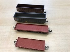 Fleischmann Piccolo, N , 2 Niederbordwagen,  2 Hochbordwagen 4 achsig, gebraucht