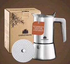 Groenenberg Espressokocher Edelstahl 4 Tassen (200 ml) | Espressokanne Induktion