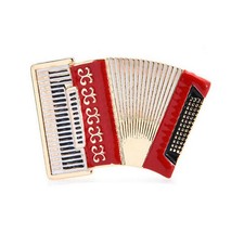 Schmuck Brosche Akkordeon Rot