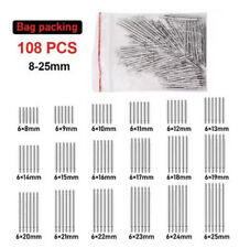 108 STÜCK FEDERSTEGE FEDERSTIFTE UHRENSTIFTE SORTIMENT SET ARMBANDUHR 8-25mm