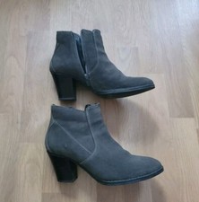 Stiefeletten Echtleder Leder Damen Cowboy Wildleder Grau Absatz Gr.38