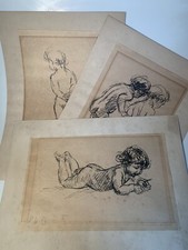 Konvolut 3x Lithographien Kinder  signiert Daniel Wohlgemuth (1876-1967) Pfalz