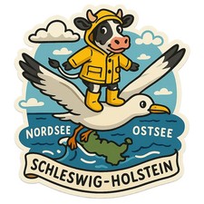 3X Schleswig Holstein Kuh Autoaufkleber 9x9cm Lustiger Bundesland Sticker