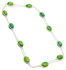 KUPFER TÜRKIS Edelstein Handmade 925 Sterlingsilber Schmuck Ketten Größe