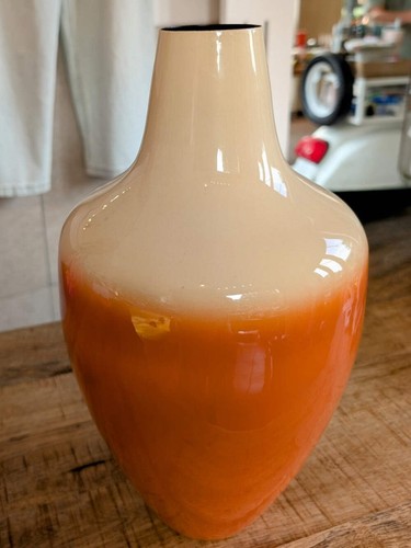 Vase metall orange créme - metall,