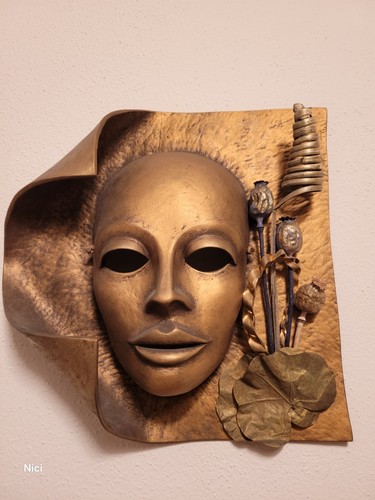Wand deko maske handgefertigt - deko,