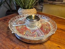 Traumhaft schöner Drehteller Servier Platte drehbar mit 5 Glas Schalen Vintage