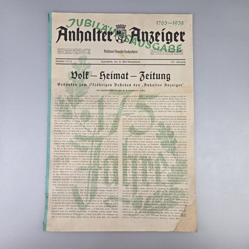 Zeitung anhalter anzeiger - zeitung, "
