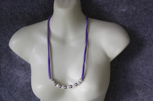Halskette lila stoffband - lila,