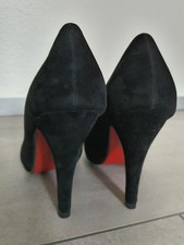 Pumps High Heels 37 Schwarz rote Sohlen Wildlederoptik Neu Ohne Etikett