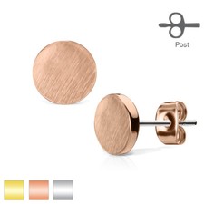 2er Set 316L Edelstahl Ohrstecker Fake Plug Brushed Plain Top silber rose gold