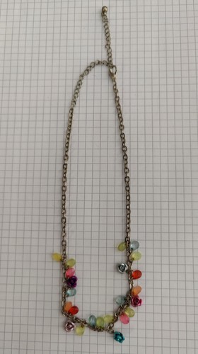 Kette silber bunt strasssteine - bunt,