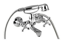 Badewannenarmatur Nostalgie Design Wasserhahn Bad Zweigriffmischer Wanne chrom