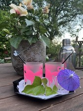 2 Leonardo Joy Gläser Pink Flamingo ? mit Teller und Cocktailshaker