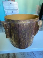 alter Papierkorb Mülleimer Eimer Pappmaschee braun-gold