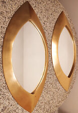 Wandspiegel groß oval 2x mit goldenem Holzrahmen ca. 89x45cm Mid-Century Design