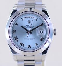 Rolex Uhr DayDate II Platin PT Polished bezel 41mm Ice blue Luxusuhr Top