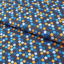 Baumwolljersey Retro Blumen Blautöne - blumiger Jerseystoff