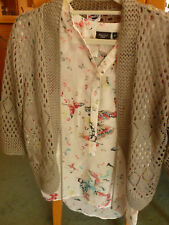 KNITT Exkl. Strickjacke Bolero silbergrau  M 38/40 Damenjacke Lochmuster