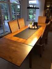 Esstisch Massivholz Braun / Cognac 180/280 X 90 | 10 Personen | TOP | + 6 Stühle