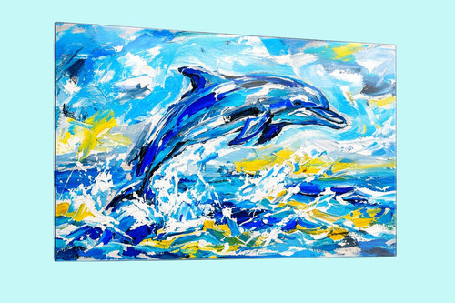 Springender delfin wandbild - springender,