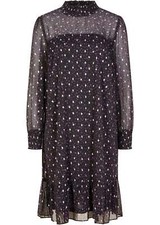 Chiffonkleid mit Silberdruck Gr. 42 Schwarz Violett Abendkleid Knielang Neu*