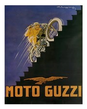 Vintage Motorrad Wandkunst Klassisches Moto Guzzi Design Urbane Szene