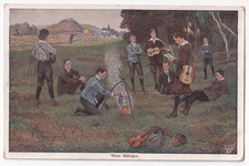 JUGENDBEWEGUNG, WANDERVOGEL um 1910 "BEIM ABKOCHEN", farb. KÜNSTLERKARTE