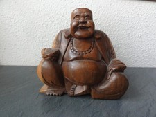Dicker Buddha Glücksbringer Glück für Reichtum Holz Skulptur handgeschnitzt