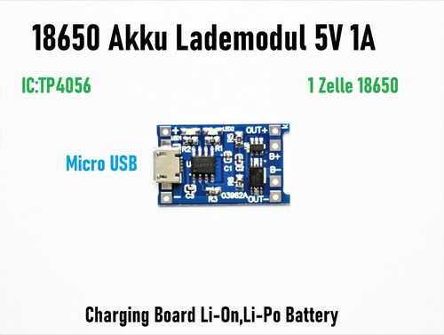 Akku lademodul tp4056 - 5v, 1a