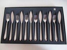 WMF FISCHBESTECK JETTE CROMARGAN PROTECT 12-TEILIG 6 FISCHMESSER + 6 FISCHGABELN