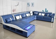 Sofa U-Form Ledersofa Couch