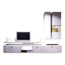 Global Wohnwand Cordoba VZ 1060 Lack Weiß Nische Wildeiche Inklusive Beleuchtung