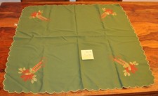 Weihnachtstischdecke, quadratisch, grün, bestickt, ca. 80 x 74 cm